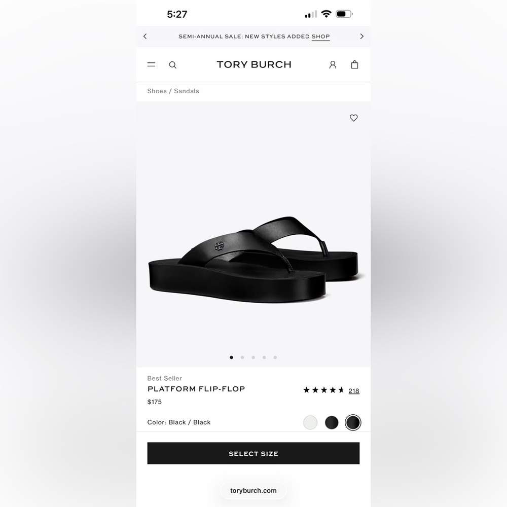 Tory Burch Black Platform Flip Flop Sandals - Picture 2 of 8